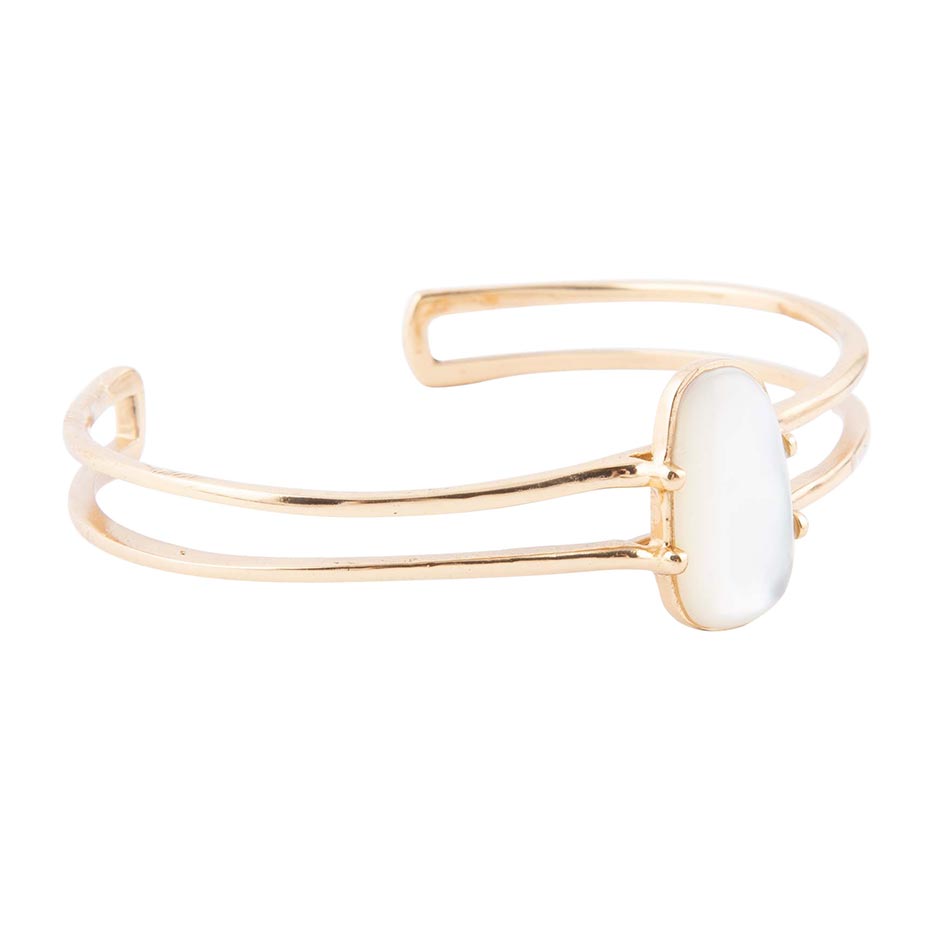 Madeline White Mother of Pearl and Golden Cuff Bracelet - Barse Jewelry