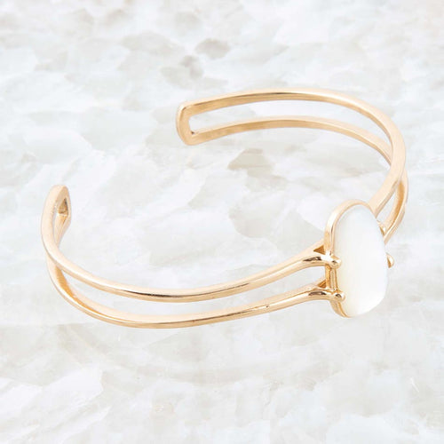 Madeline White Mother of Pearl and Golden Cuff Bracelet - Barse Jewelry