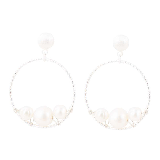 Madie Abstract Pearl and Sterling Silver Earrings