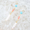 Madie Orange Coral and White Pearl Linear Golden Earrings - Barse Jewelry