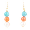 Madie Orange Coral, White Pearl and Turquoise Magnesite Drop Earrings - Barse Jewelry