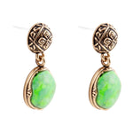 Madrid Lime Green Turquoise Golden Post Drop Earrings - Barse Jewelry