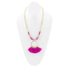 Magenta Dreams Agate Tassel Golden Necklace - Barse Jewelry
