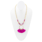 Magenta Dreams Agate Tassel Golden Necklace - Barse Jewelry