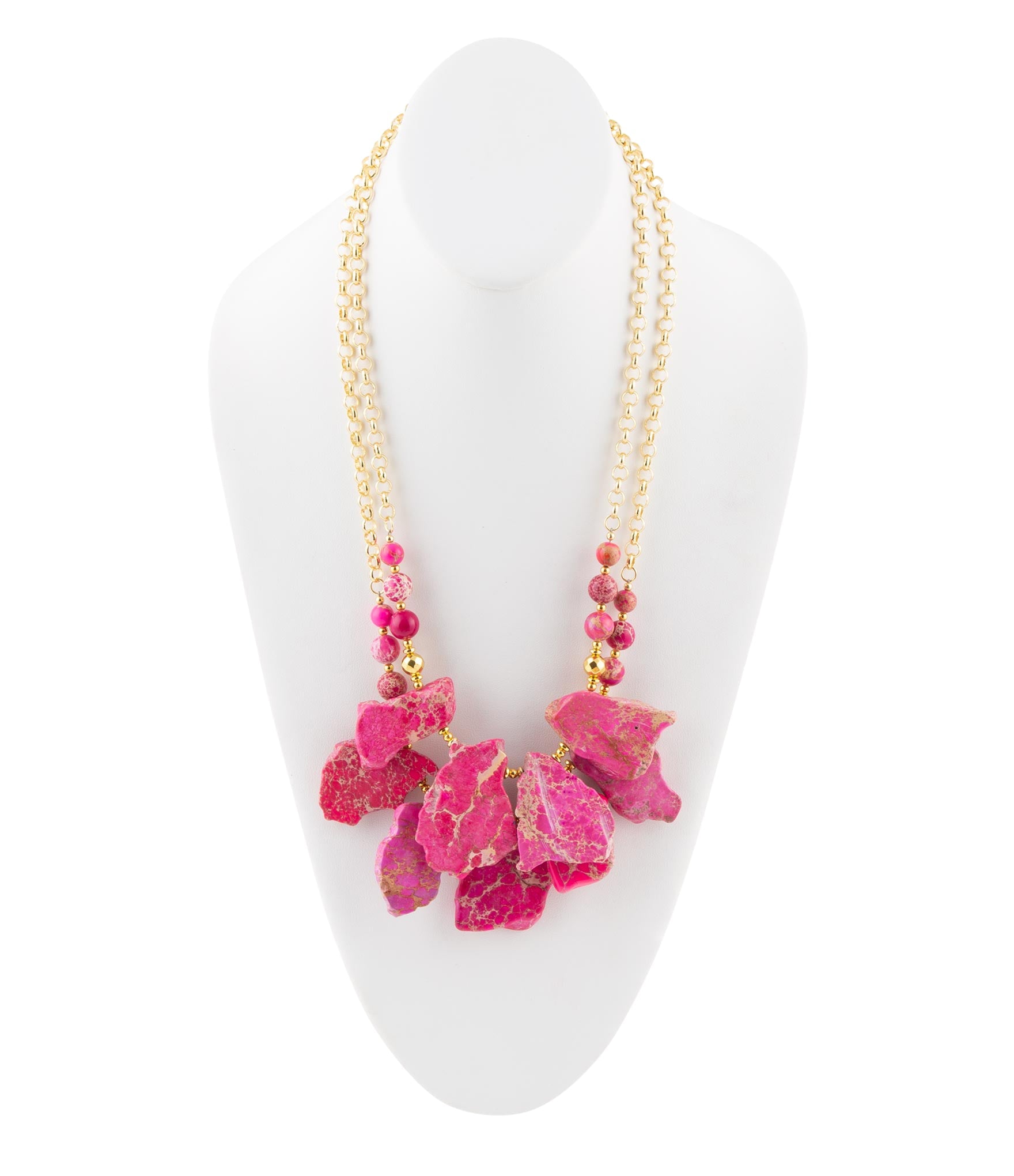 Magenta Dreams Jasper and Goldtone Statement Necklace - Barse Jewelry