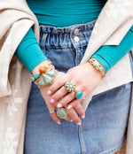 Maltese Blue Turquoise Golden Cuff Bracelet - Barse Jewelry