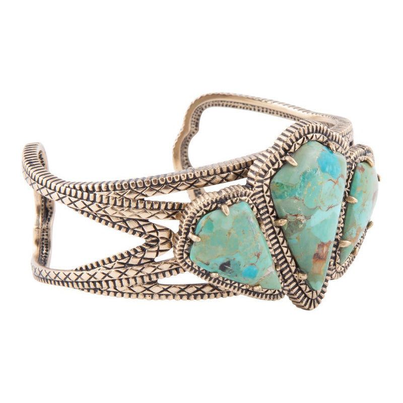 Maltese Blue Turquoise Golden Cuff Bracelet - Barse Jewelry