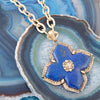 Maltese Cross Blue Lapis Golden Chain Pendant Necklace - Barse Jewelry