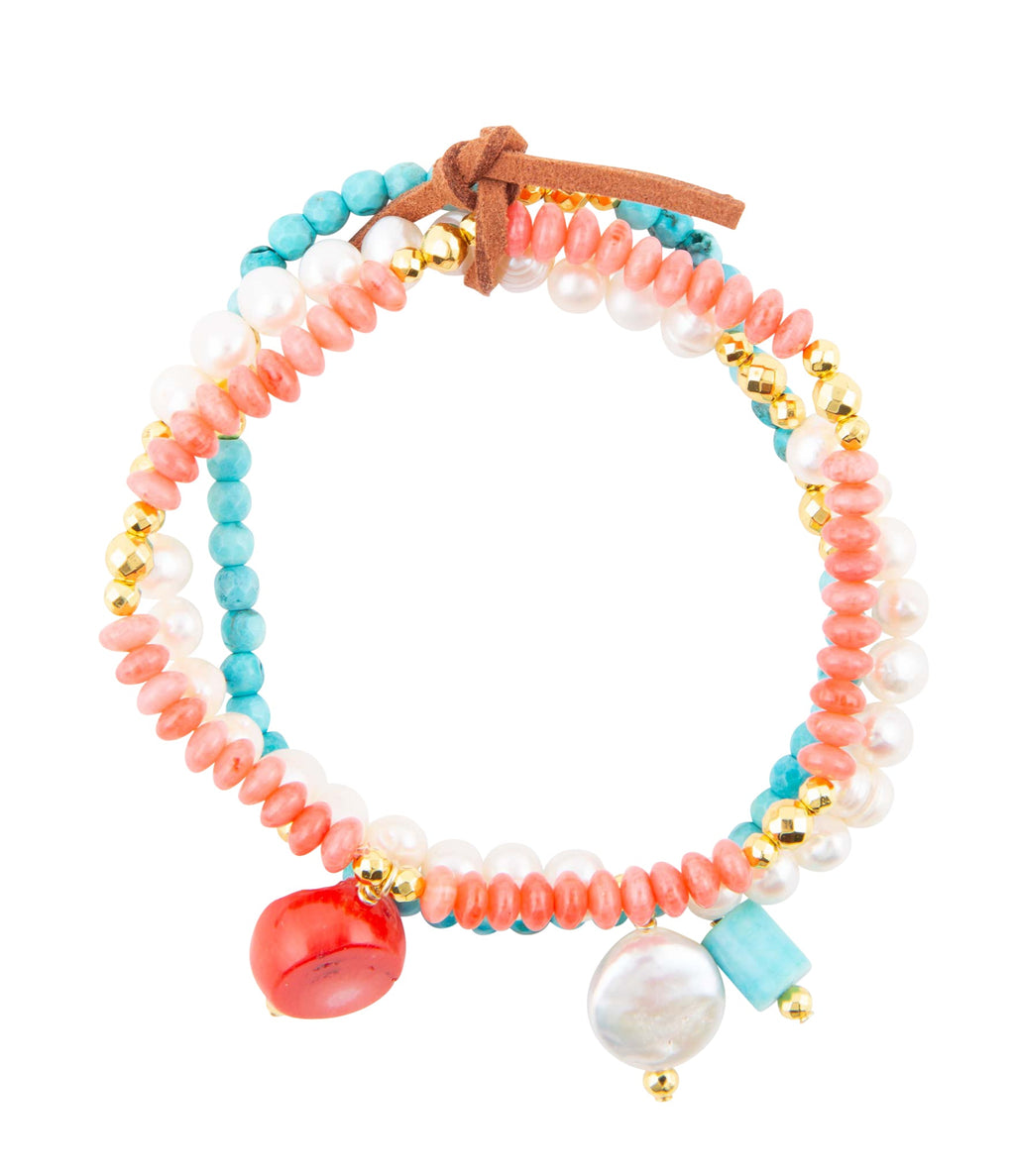 Mandy Colorful Pearl Stretch Bracelet Set - Barse Jewelry