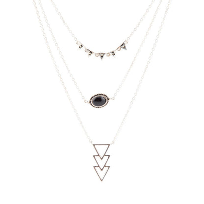 Marcasite and Onyx Sterling Silver Layered Necklace - Barse Jewelry