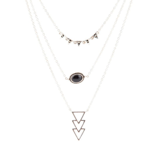 Marcasite and Onyx Sterling Silver Layered Necklace