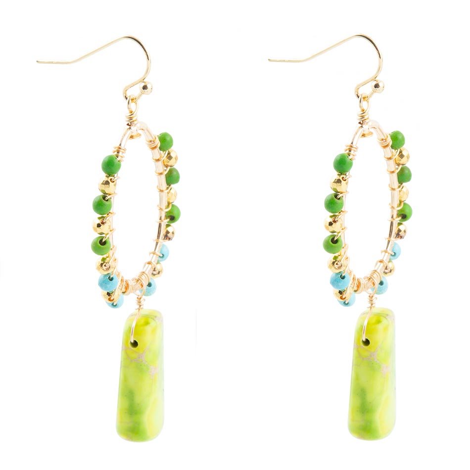 Margarita Green Jasper Golden Drop Earrings - Barse Jewelry