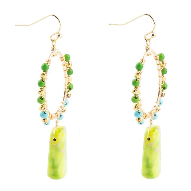 Margarita Green Jasper Golden Drop Earrings - Barse Jewelry