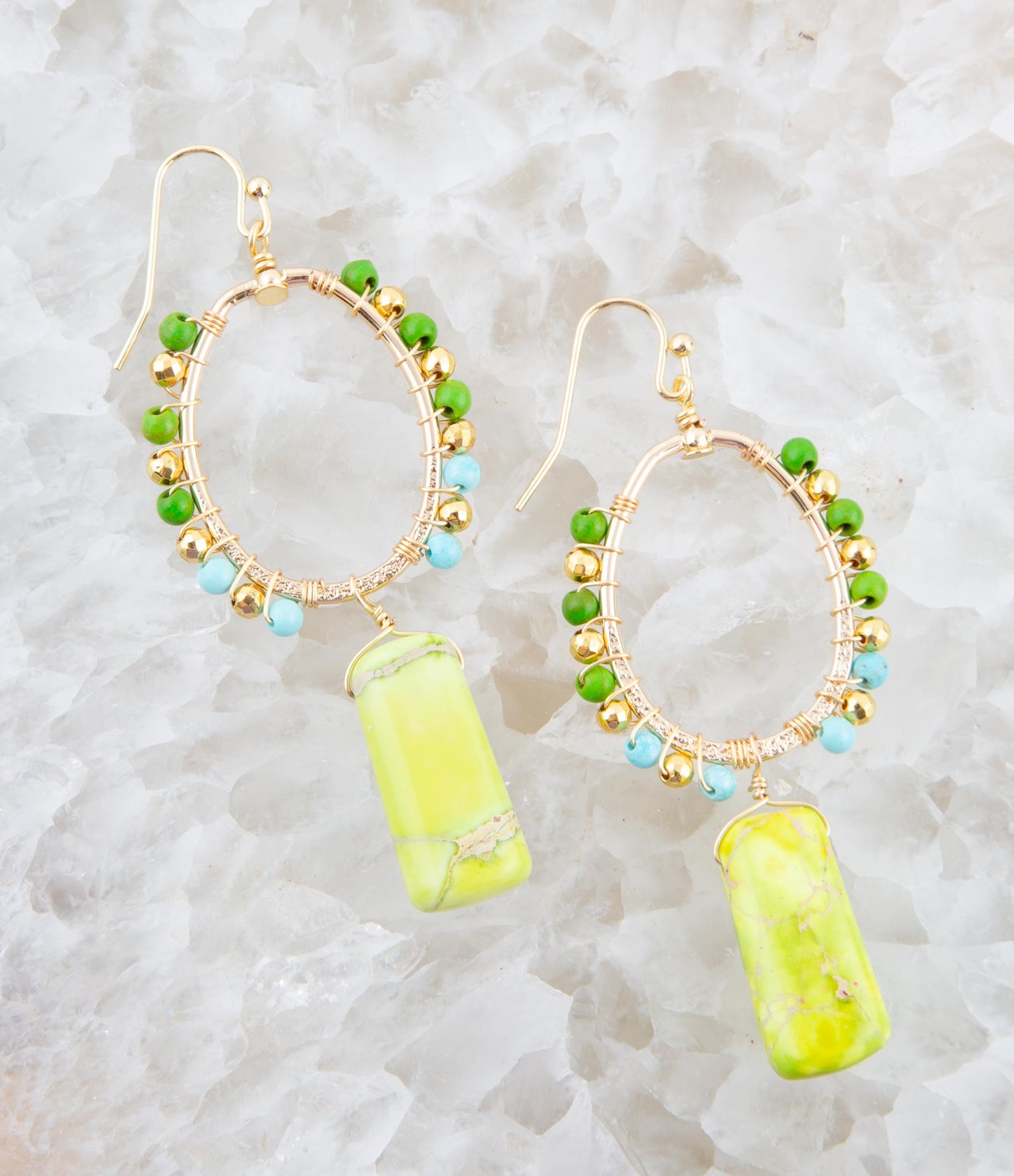 Margarita Green Jasper Golden Drop Earrings - Barse Jewelry