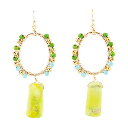 Margarita Green Jasper Golden Drop Earrings - Barse Jewelry