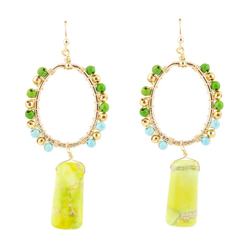 Margarita Green Jasper Golden Drop Earrings - Barse Jewelry