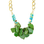 Margarita Green Lime Turquoise Jasper Golden Statement Necklace - Barse Jewelry