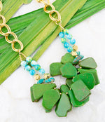 Margarita Green Lime Turquoise Jasper Golden Statement Necklace - Barse Jewelry
