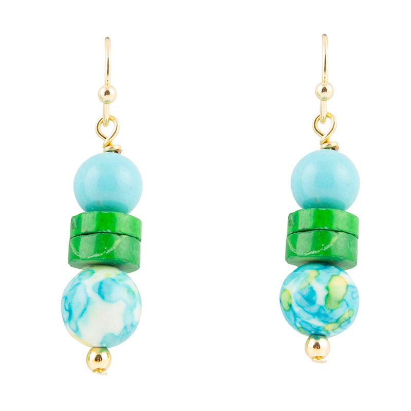 Margarita Mixed Blue and Green Golden Drop Earrings - Barse Jewelry