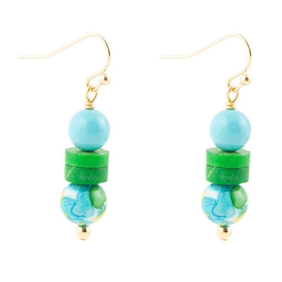 Margarita Mixed Blue and Green Golden Drop Earrings - Barse Jewelry