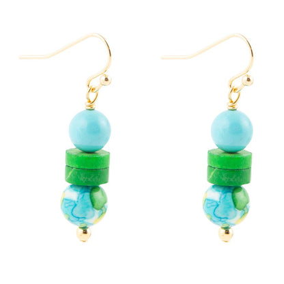 Margarita Mixed Blue and Green Golden Drop Earrings - Barse Jewelry