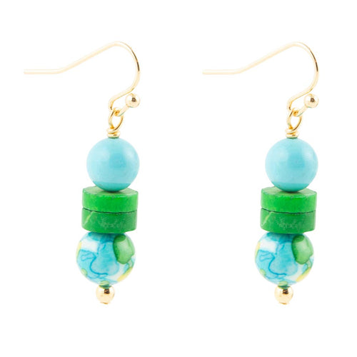 Margarita Mixed Blue and Green Golden Drop Earrings - Barse Jewelry