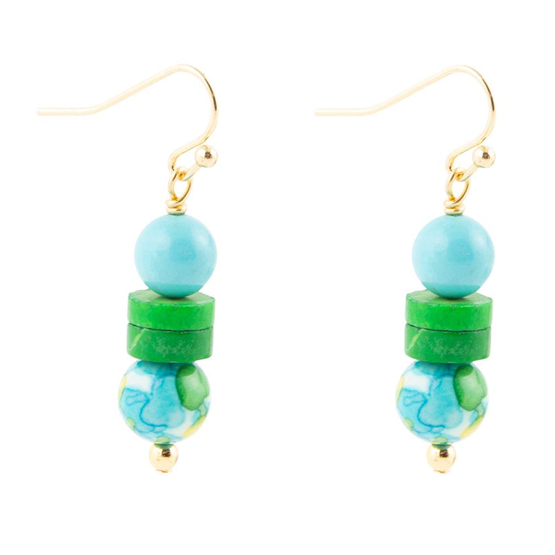 Margarita Mixed Blue and Green Golden Drop Earrings - Barse Jewelry