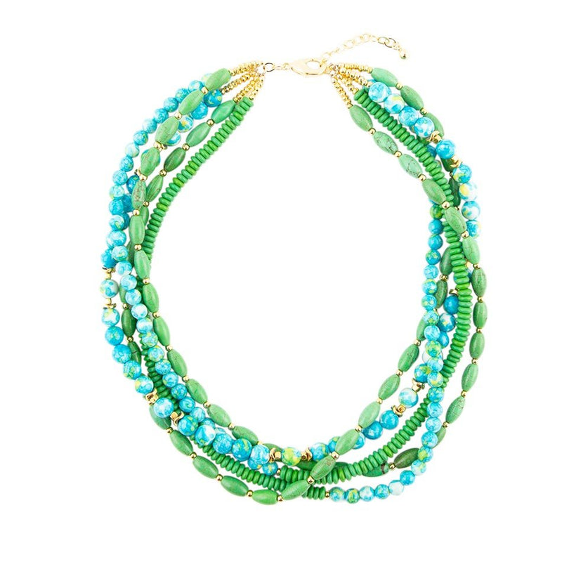Margarita Mixed Lime Green and Blue Toursade Necklace - Barse Jewelry