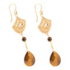 Maya Brown Tiger's Eye Golden Drop Earrings - Barse Jewelry