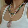 Meadow Multistone Pink Rhodonite Golden Statement Necklace - Barse Jewelry