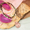 Meadow Multistone Pink Rhodonite Golden Statement Necklace - Barse Jewelry