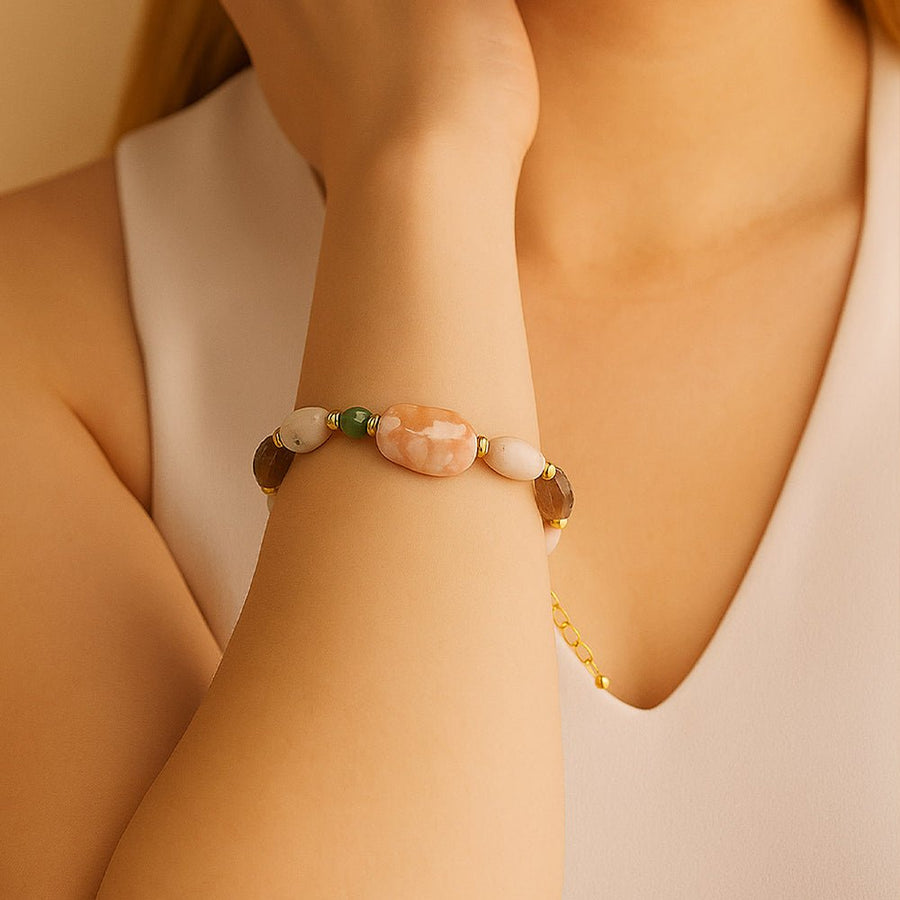 Meadow Pink Opal Chunky Golden Bracelet – Barse Jewelry