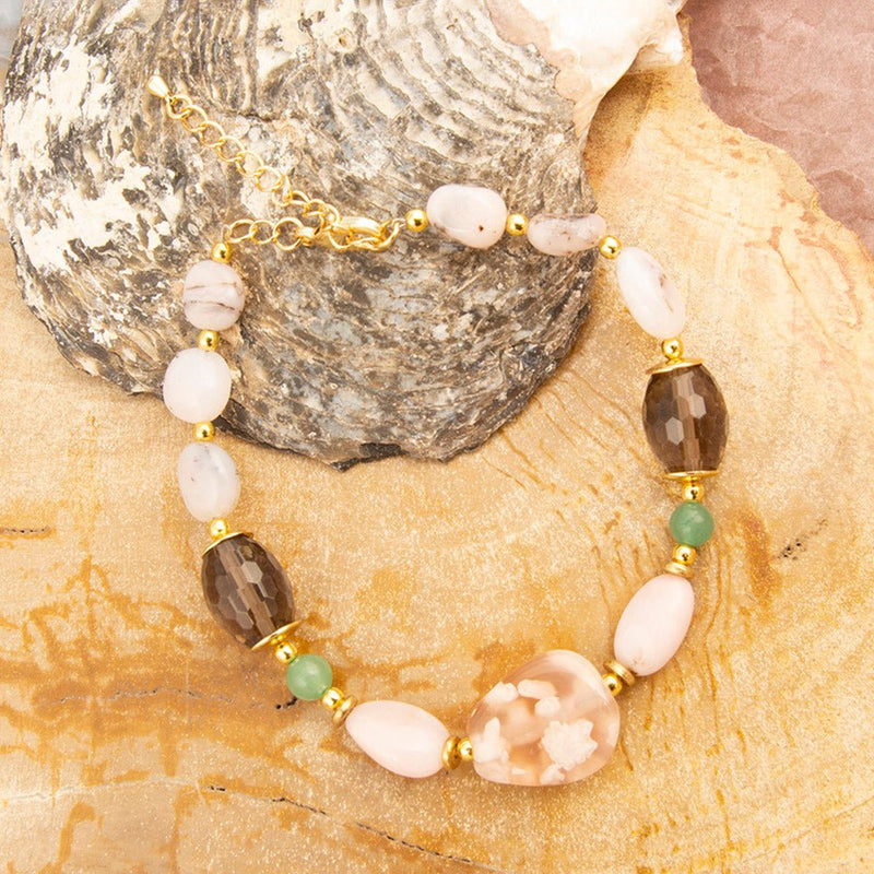 Meadow Pink Opal Chunky Golden Bracelet - Barse Jewelry