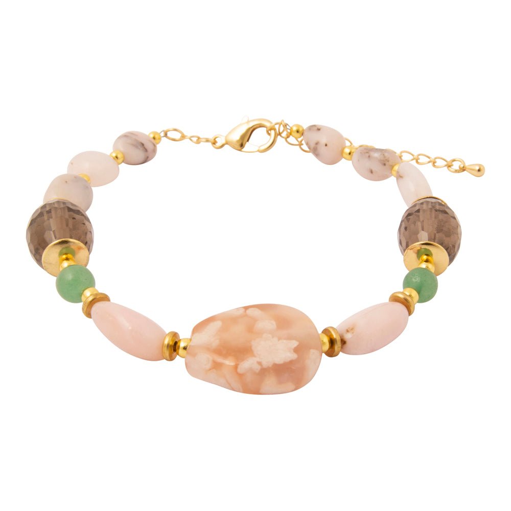 Meadow Pink Opal Chunky Golden Bracelet - Barse Jewelry
