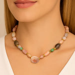 Meadow Pink Opal Chunky Golden Necklace - Barse Jewelry