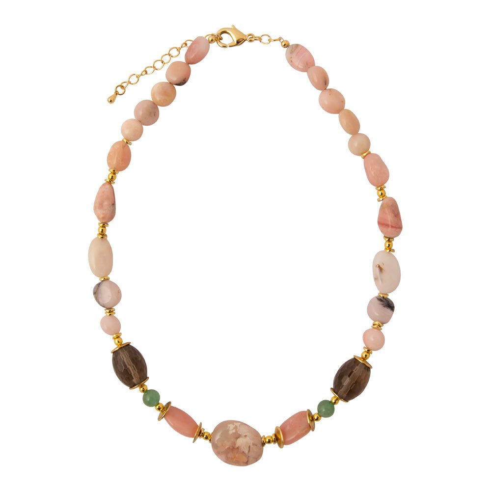 Meadow Pink Opal Chunky Golden Necklace - Barse Jewelry