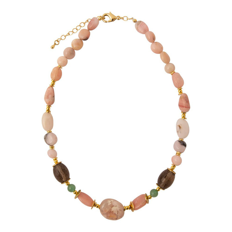 Meadow Pink Opal Chunky Golden Necklace - Barse Jewelry