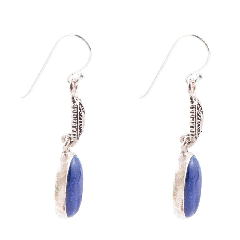 Mehndi Blue Lapis Sterling Silver Earrings - Barse Jewelry