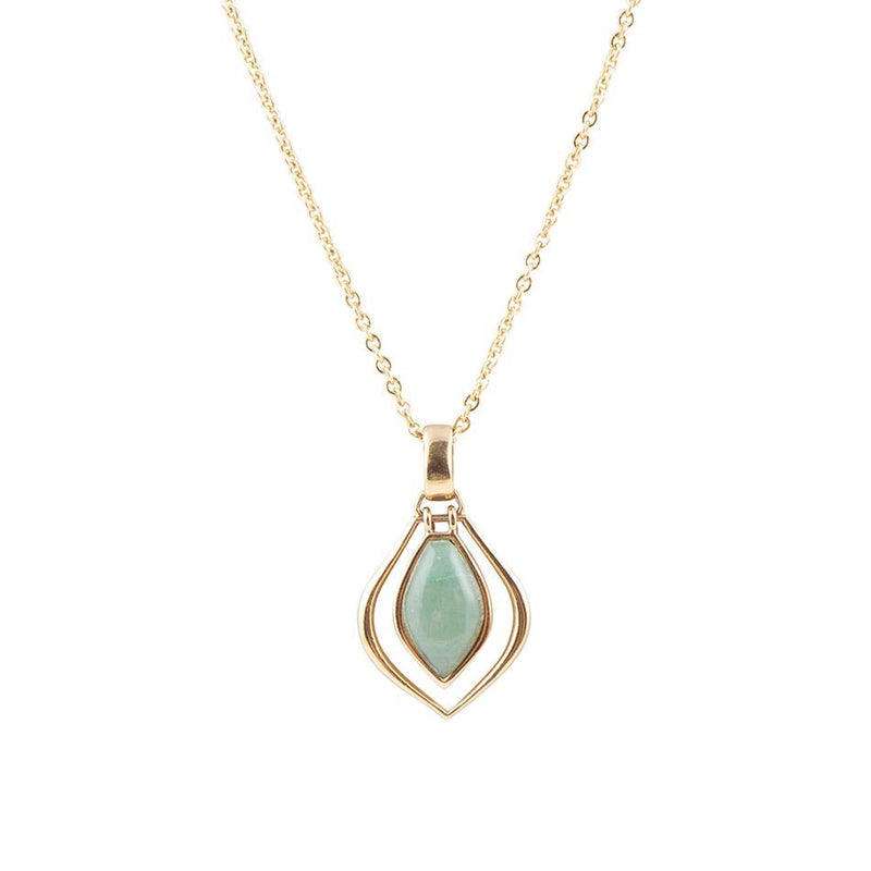 Melita Green Aventurine Golden Pendant Necklace - Barse Jewelry