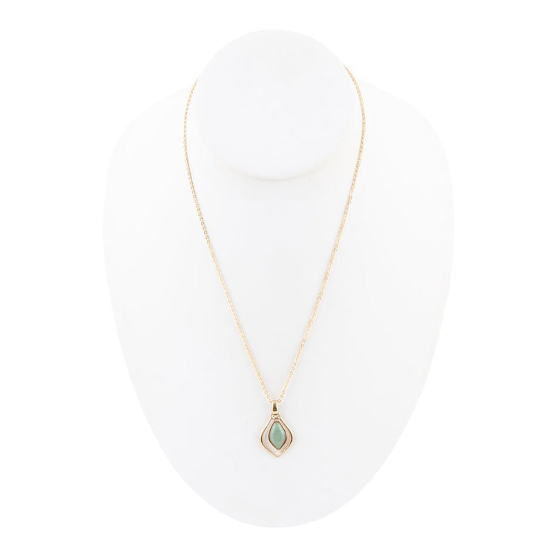 Melita Green Aventurine Golden Pendant Necklace - Barse Jewelry