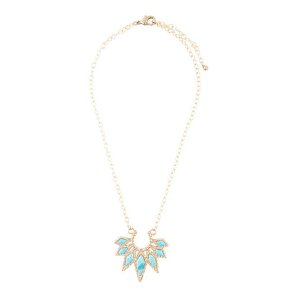 Mesa Blue Turquoise Starburst Golden Pendant Necklace - Barse Jewelry
