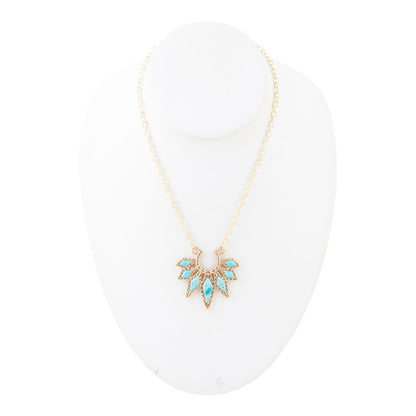 Mesa Blue Turquoise Starburst Golden Pendant Necklace - Barse Jewelry