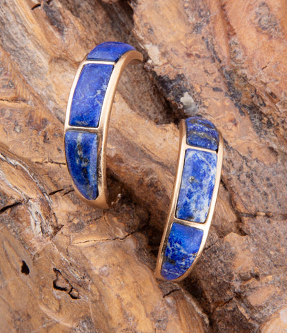Mila Blue Lapis Hoop Golden Earrings - Barse Jewelry