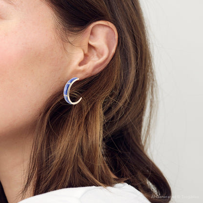 Mila Blue Lapis Hoop Golden Earrings - Barse Jewelry