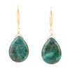 Mixe of Blue and Green Chrysocolla Golden Drop Earrings - Barse Jewelry