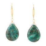 Mixe of Blue and Green Chrysocolla Golden Drop Earrings - Barse Jewelry