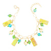 Mixed Lime Green Jasper Charm Golden Bracelet - Barse Jewelry