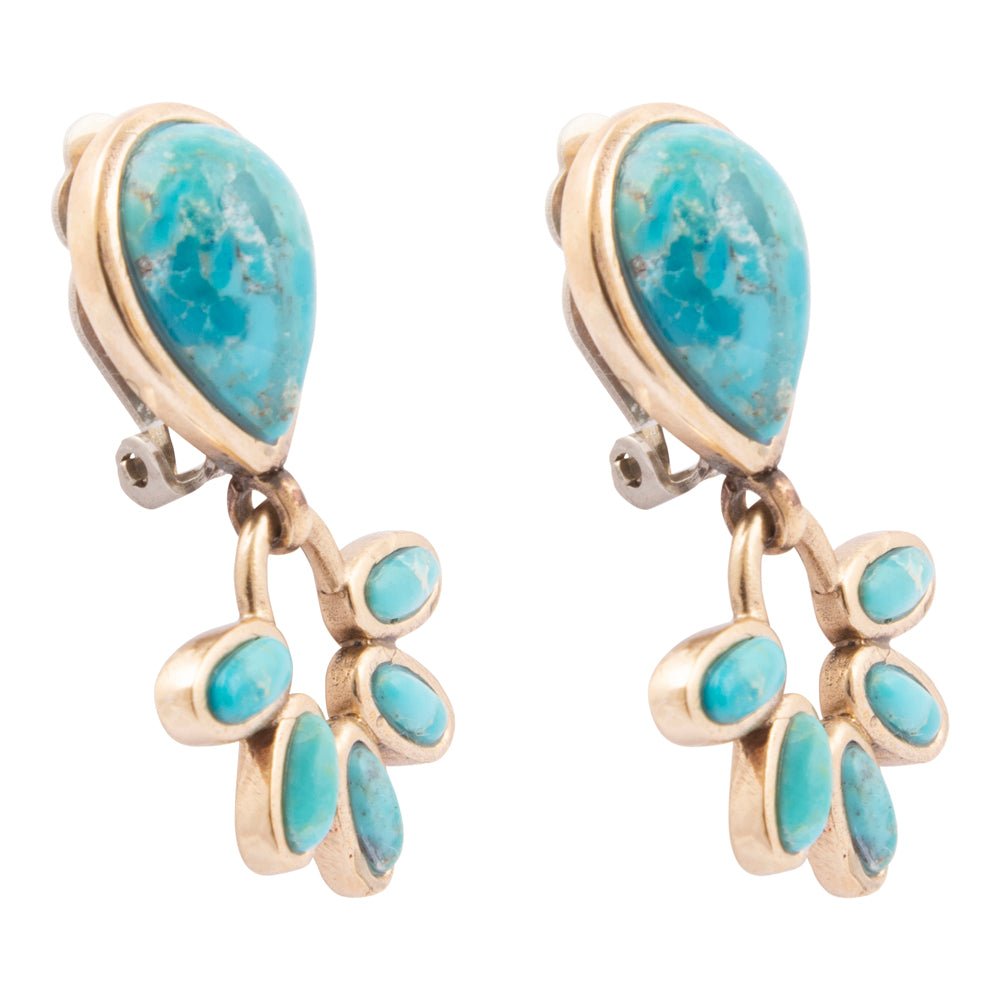 Mojave Blue Turquoise Golden Clip Earrings - Barse Jewelry