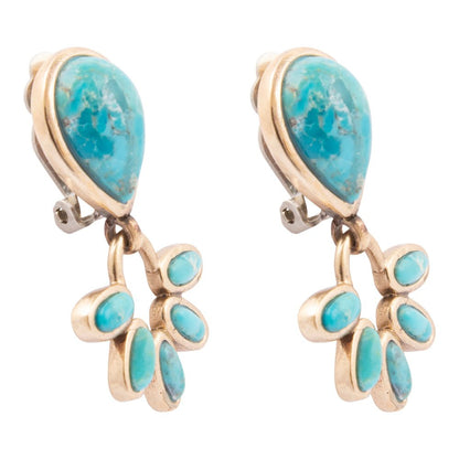 Mojave Blue Turquoise Golden Clip Earrings - Barse Jewelry