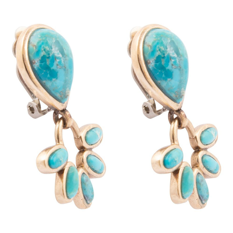 Mojave Blue Turquoise Golden Clip Earrings - Barse Jewelry